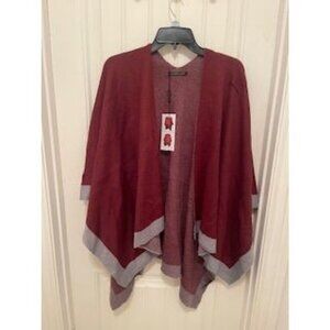 Do Everything‎ In Love WOMEN'S Burgundy & Gray Ruana With Strap NWT